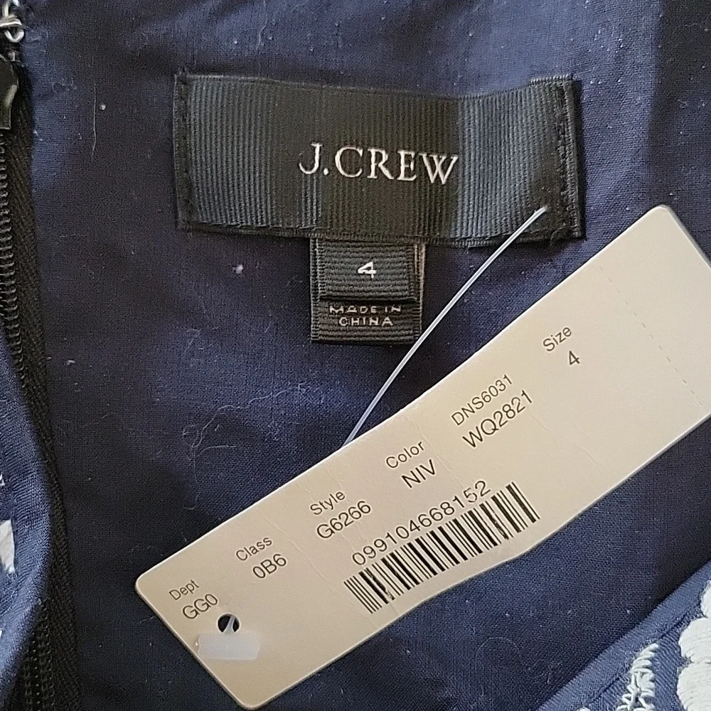 J.Crew Double Strap Cotton Sundress Navy & White Size 4